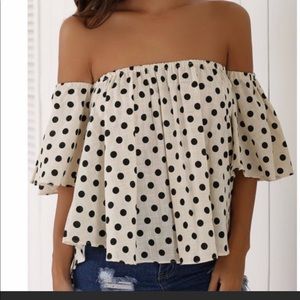 Off the shoulder polka dot top